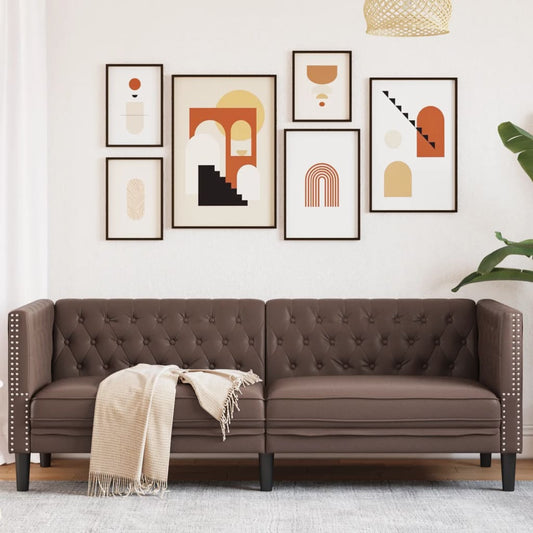 Divano Chesterfield a 3 Posti Marrone in Similpelle | homemem39