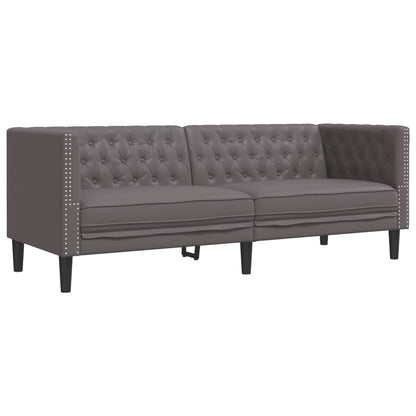 Divano Chesterfield a 3 Posti Grigio in Similpelle | homemem39