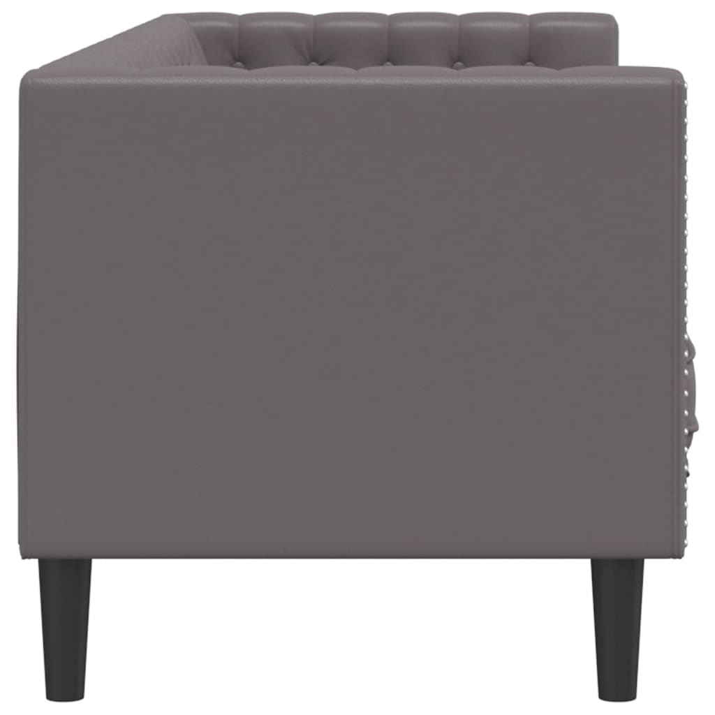 Divano Chesterfield a 3 Posti Grigio in Similpelle | homemem39
