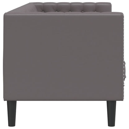 Divano Chesterfield a 3 Posti Grigio in Similpelle | homemem39