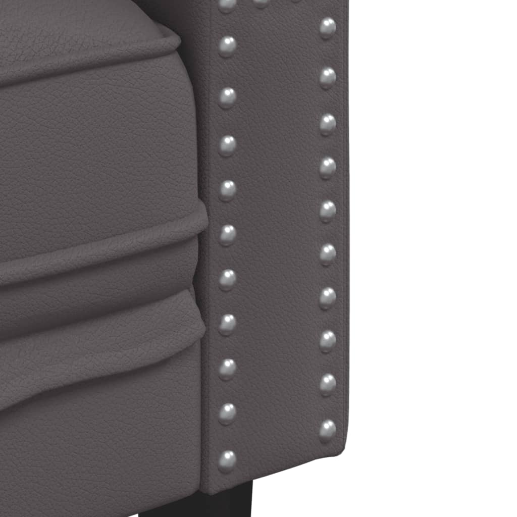 Divano Chesterfield a 3 Posti Grigio in Similpelle | homemem39