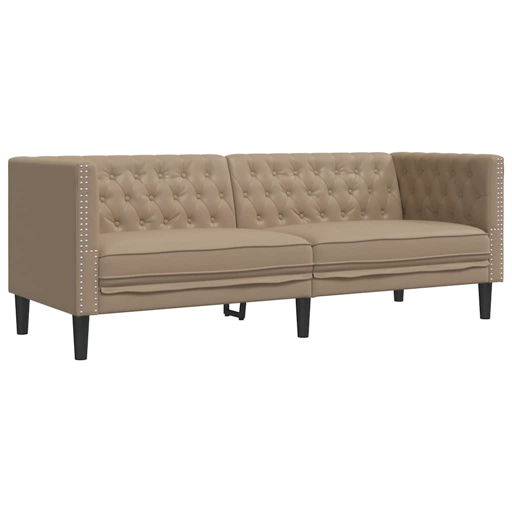Poltrona Chesterfield a 3 Posti Cappuccino in Similpelle | homemem39