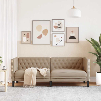 Poltrona Chesterfield a 3 Posti Cappuccino in Similpelle | homemem39
