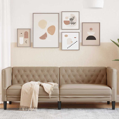 Poltrona Chesterfield a 3 Posti Cappuccino in Similpelle | homemem39