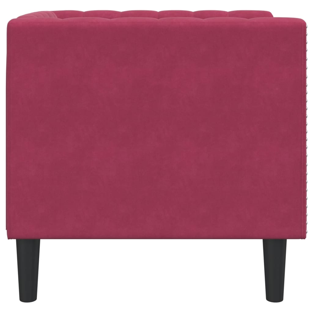 Poltrona Chesterfield Rosso Vino in Velluto