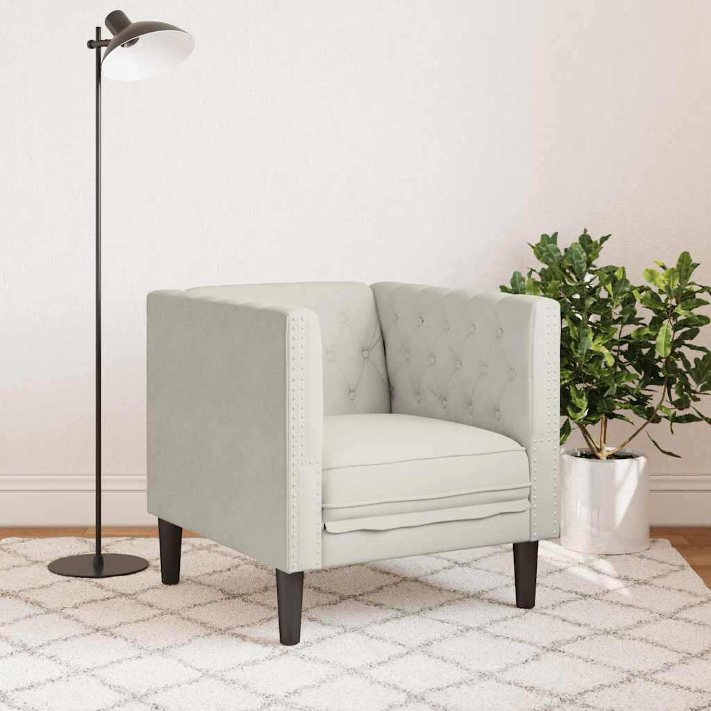 Poltrona Chesterfield Crema in Velluto | homemem39