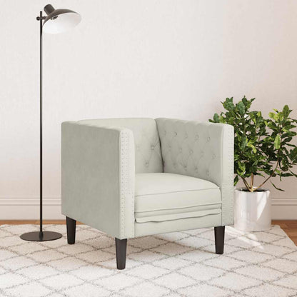 Poltrona Chesterfield Crema in Velluto | homemem39