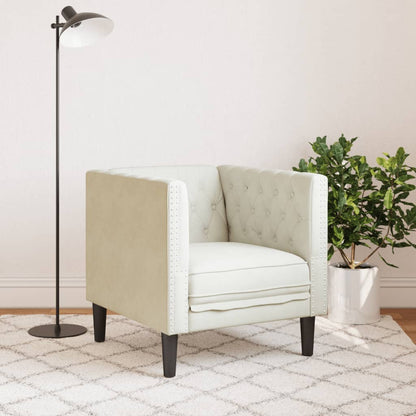 Poltrona Chesterfield Crema in Velluto - homemem39