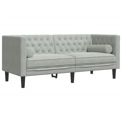 Divano Chesterfield con Rinforzi 2 Posti Grigio Chiaro Velluto | homemem39