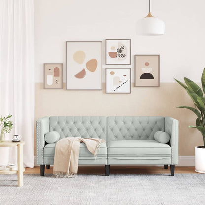 Divano Chesterfield con Rinforzi 2 Posti Grigio Chiaro Velluto | homemem39