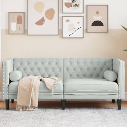Divano Chesterfield con Rinforzi 2 Posti Grigio Chiaro Velluto | homemem39
