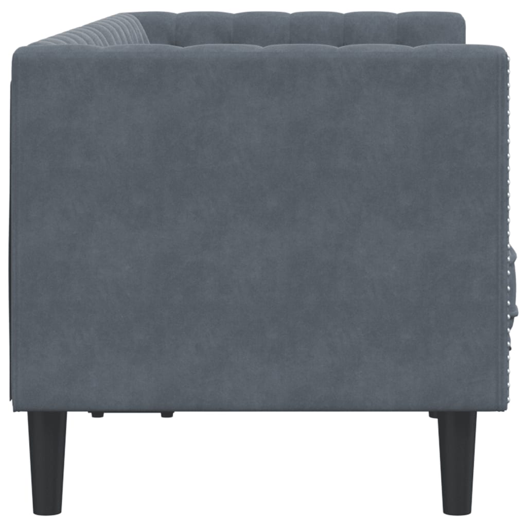 Divano Chesterfield con Rinforzi 2 Posti Grigio Scuro Velluto | homemem39