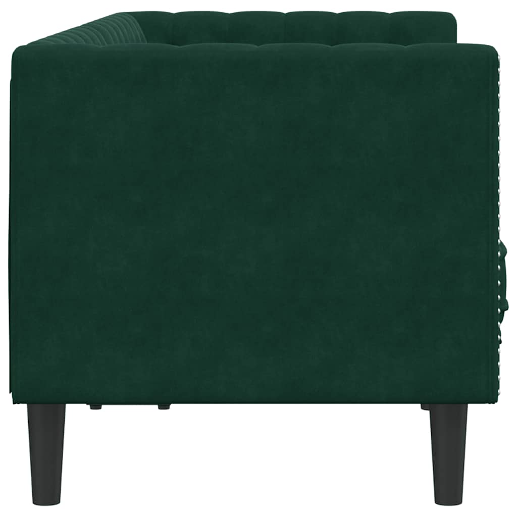 Divano Chesterfield con Rinforzi 2 Posti Verde Scuro in Velluto | homemem39