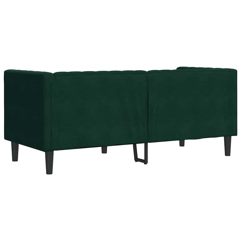 Divano Chesterfield con Rinforzi 2 Posti Verde Scuro in Velluto | homemem39
