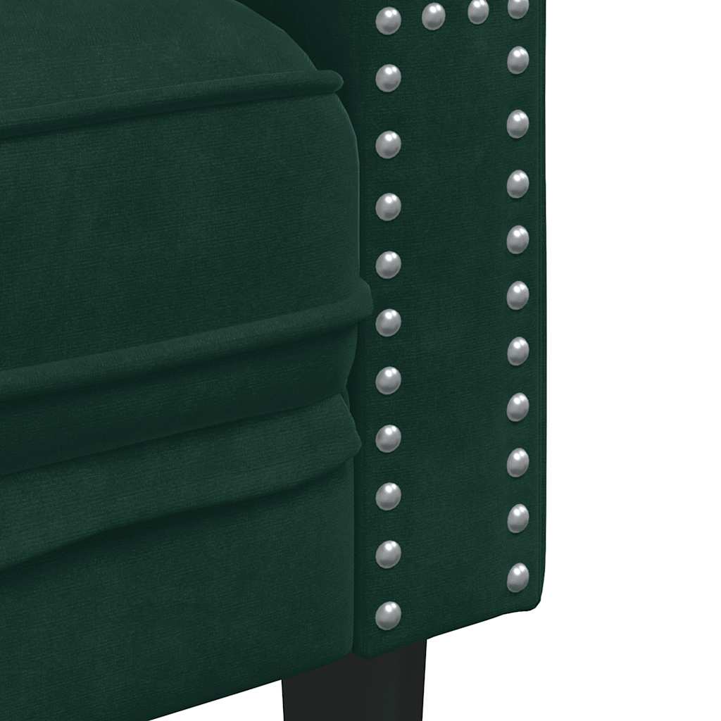 Divano Chesterfield con Rinforzi 2 Posti Verde Scuro in Velluto | homemem39
