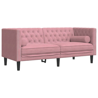 Divano Chesterfield con Rinforzi 2 Posti Rosa in Velluto | homemem39