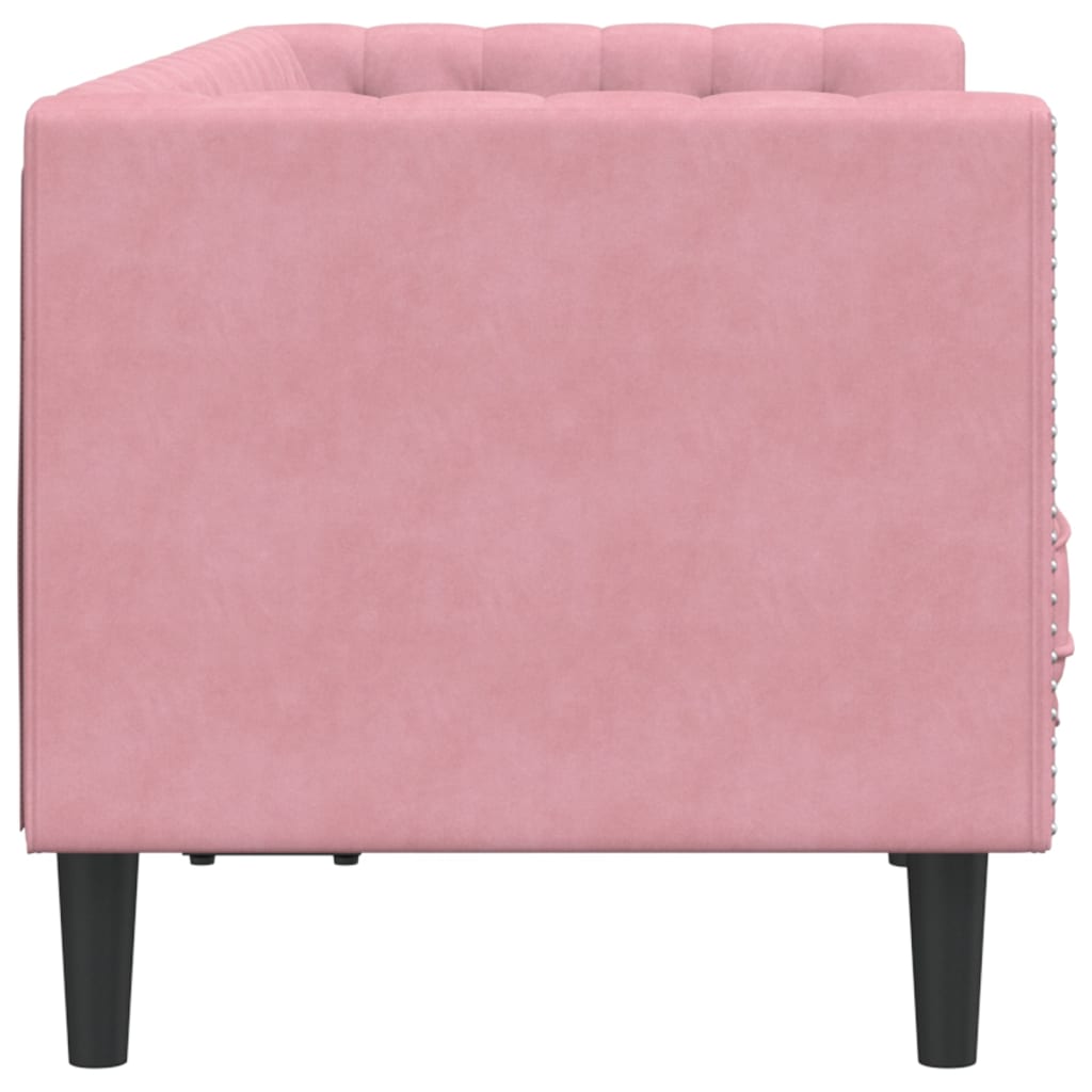 Divano Chesterfield con Rinforzi 2 Posti Rosa in Velluto | homemem39