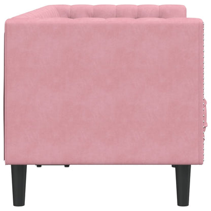Divano Chesterfield con Rinforzi 2 Posti Rosa in Velluto | homemem39