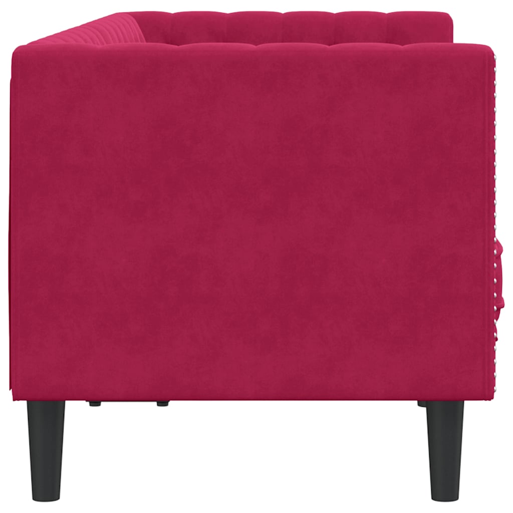 Divano Chesterfield con Rinforzi 2 Posti Rosso Vino in Velluto | homemem39