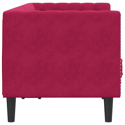 Divano Chesterfield con Rinforzi 2 Posti Rosso Vino in Velluto | homemem39