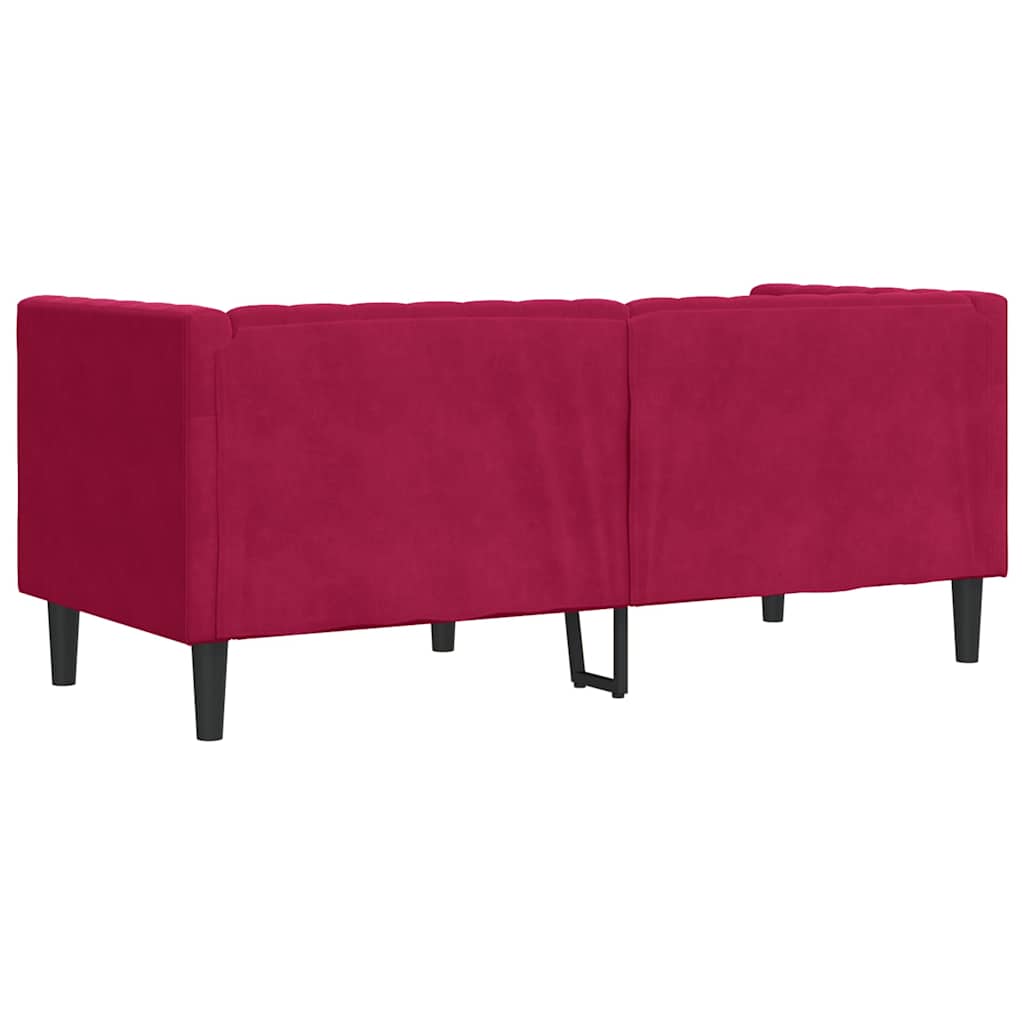 Divano Chesterfield con Rinforzi 2 Posti Rosso Vino in Velluto | homemem39