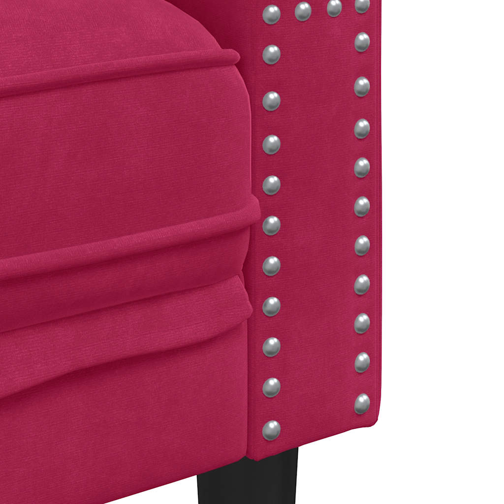 Divano Chesterfield con Rinforzi 2 Posti Rosso Vino in Velluto | homemem39