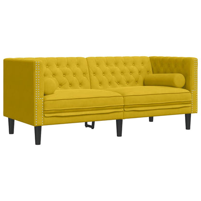 Divano Chesterfield con Rinforzi 2 Posti Giallo in Velluto | homemem39