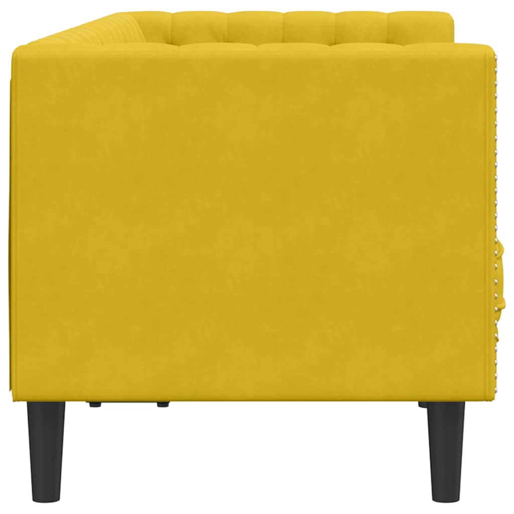 Divano Chesterfield con Rinforzi 2 Posti Giallo in Velluto | homemem39