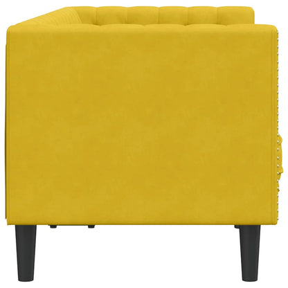 Divano Chesterfield con Rinforzi 2 Posti Giallo in Velluto | homemem39
