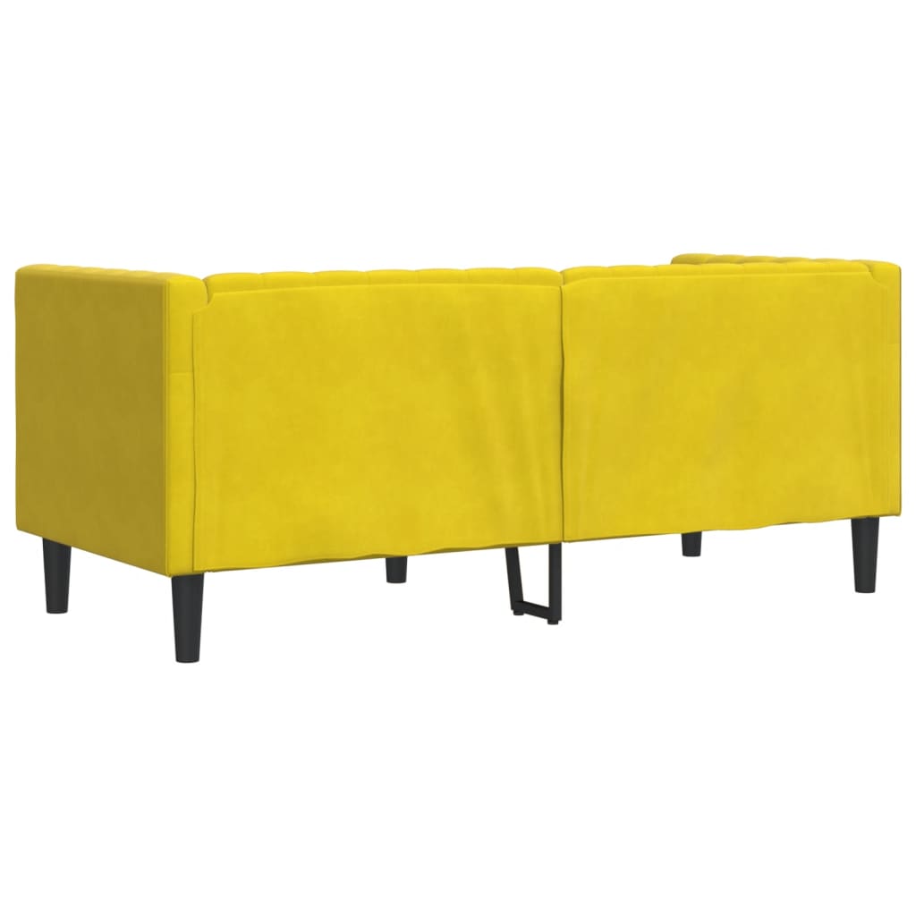 Divano Chesterfield con Rinforzi 2 Posti Giallo in Velluto - homemem39