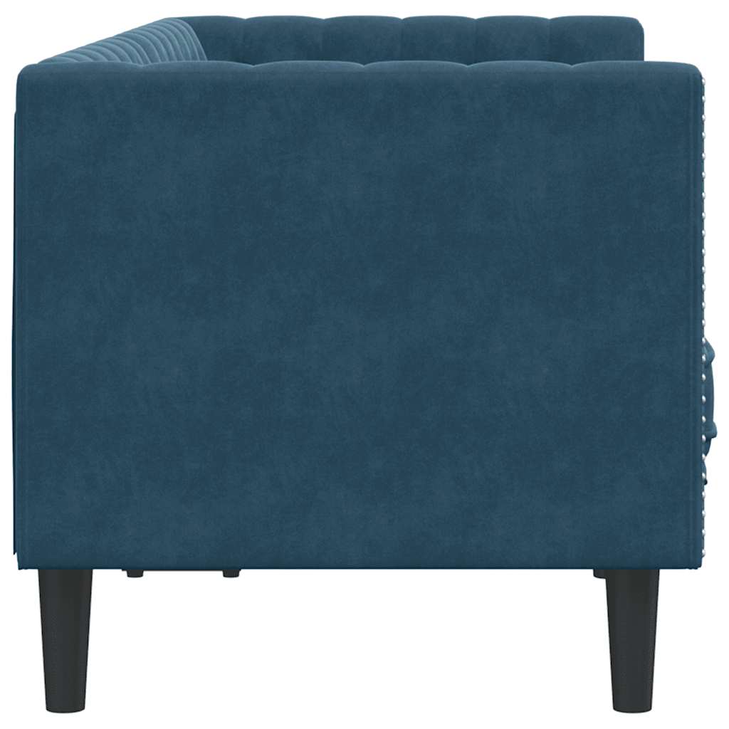 Divano Chesterfield con Rinforzi 2 Posti Blu in Velluto | homemem39