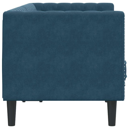 Divano Chesterfield con Rinforzi 2 Posti Blu in Velluto | homemem39