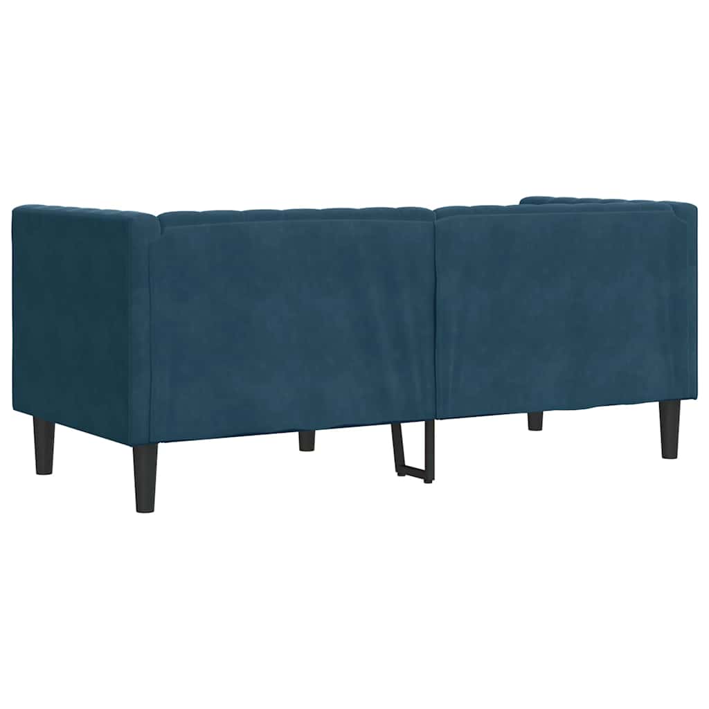 Divano Chesterfield con Rinforzi 2 Posti Blu in Velluto | homemem39