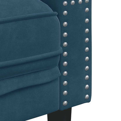 Divano Chesterfield con Rinforzi 2 Posti Blu in Velluto | homemem39