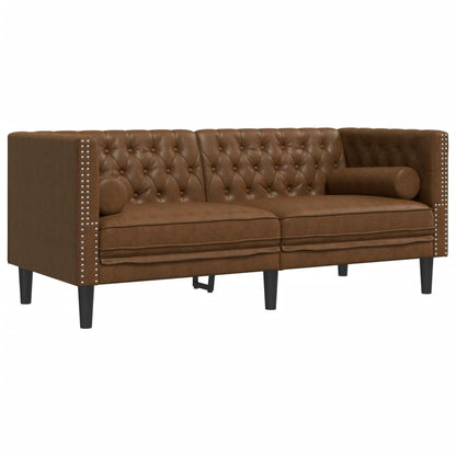 Divano Chesterfield con Rinforzi 2 Posti Marrone in Scamosciato | homemem39