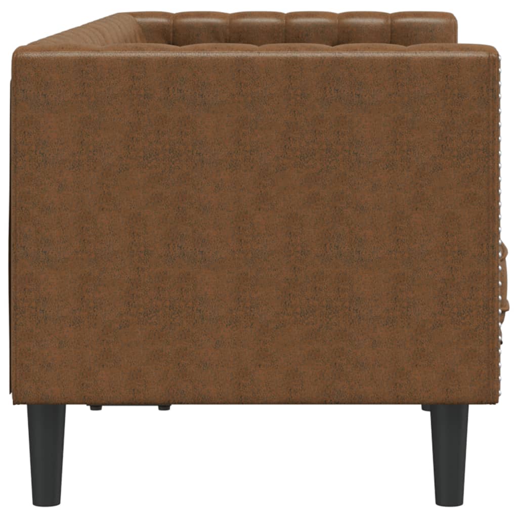 Divano Chesterfield con Rinforzi 2 Posti Marrone in Scamosciato | homemem39