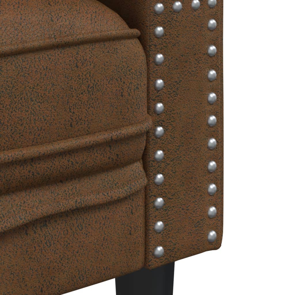 Divano Chesterfield con Rinforzi 2 Posti Marrone in Scamosciato | homemem39