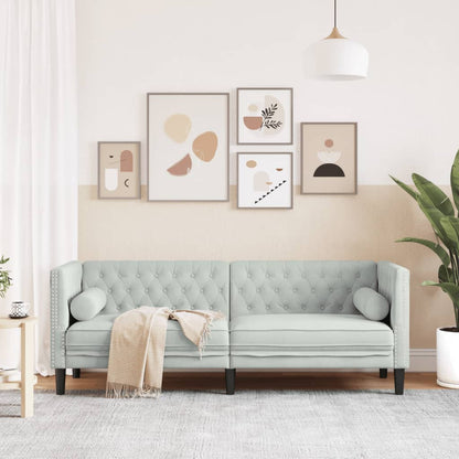 Divano Chesterfield con Rinforzi 3 Posti Grigio Chiaro Velluto | homemem39