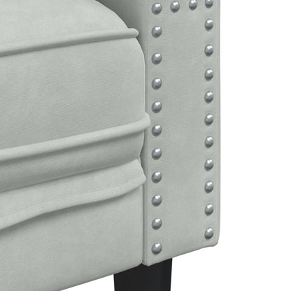 Divano Chesterfield con Rinforzi 3 Posti Grigio Chiaro Velluto | homemem39