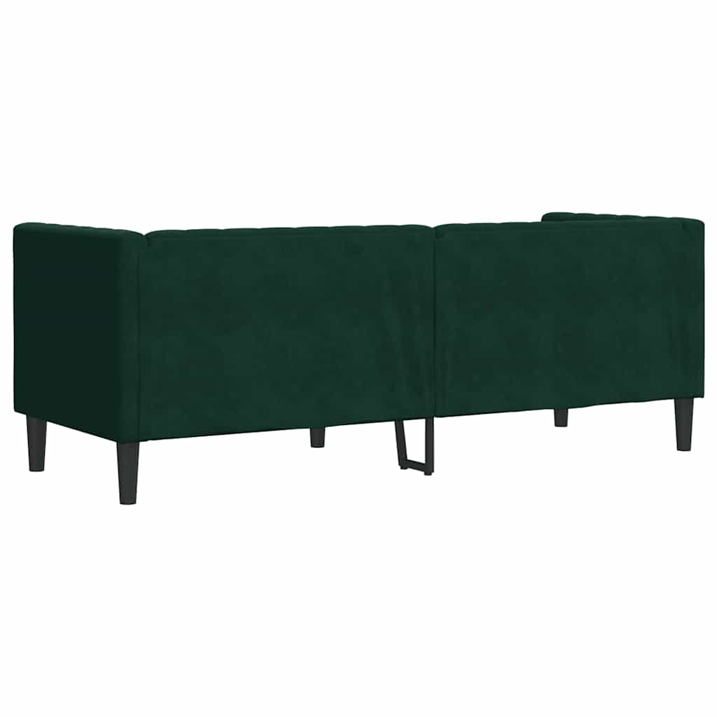 Divano Chesterfield con Rinforzi 3 Posti Verde Scuro in Velluto | homemem39