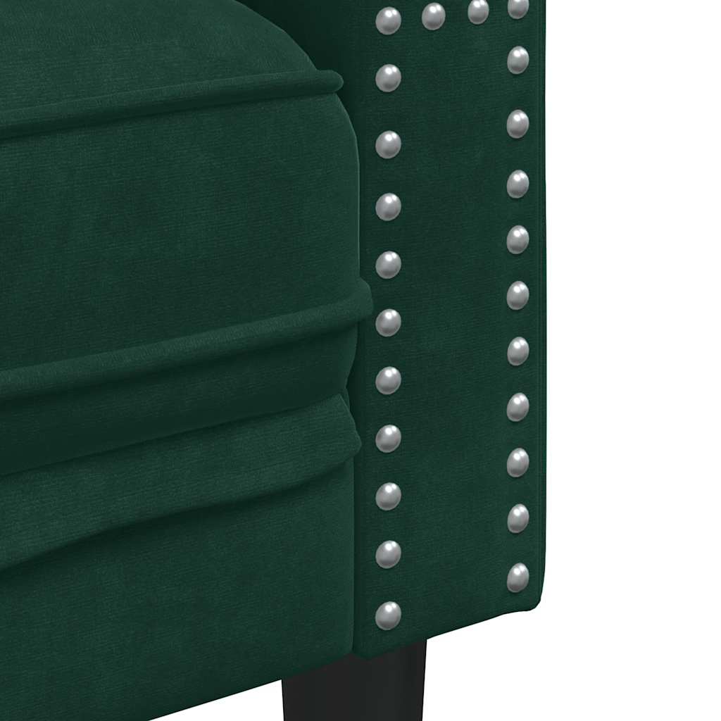 Divano Chesterfield con Rinforzi 3 Posti Verde Scuro in Velluto | homemem39