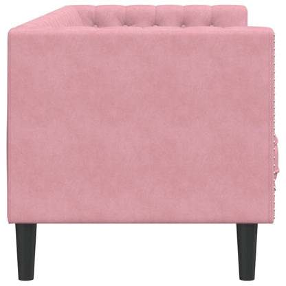 Divano Chesterfield con Rinforzi a 3 Posti Rosa in Velluto | homemem39
