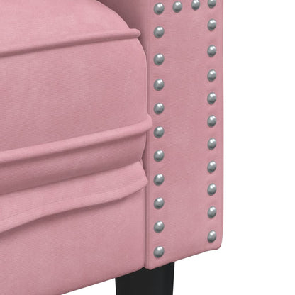 Divano Chesterfield con Rinforzi a 3 Posti Rosa in Velluto | homemem39