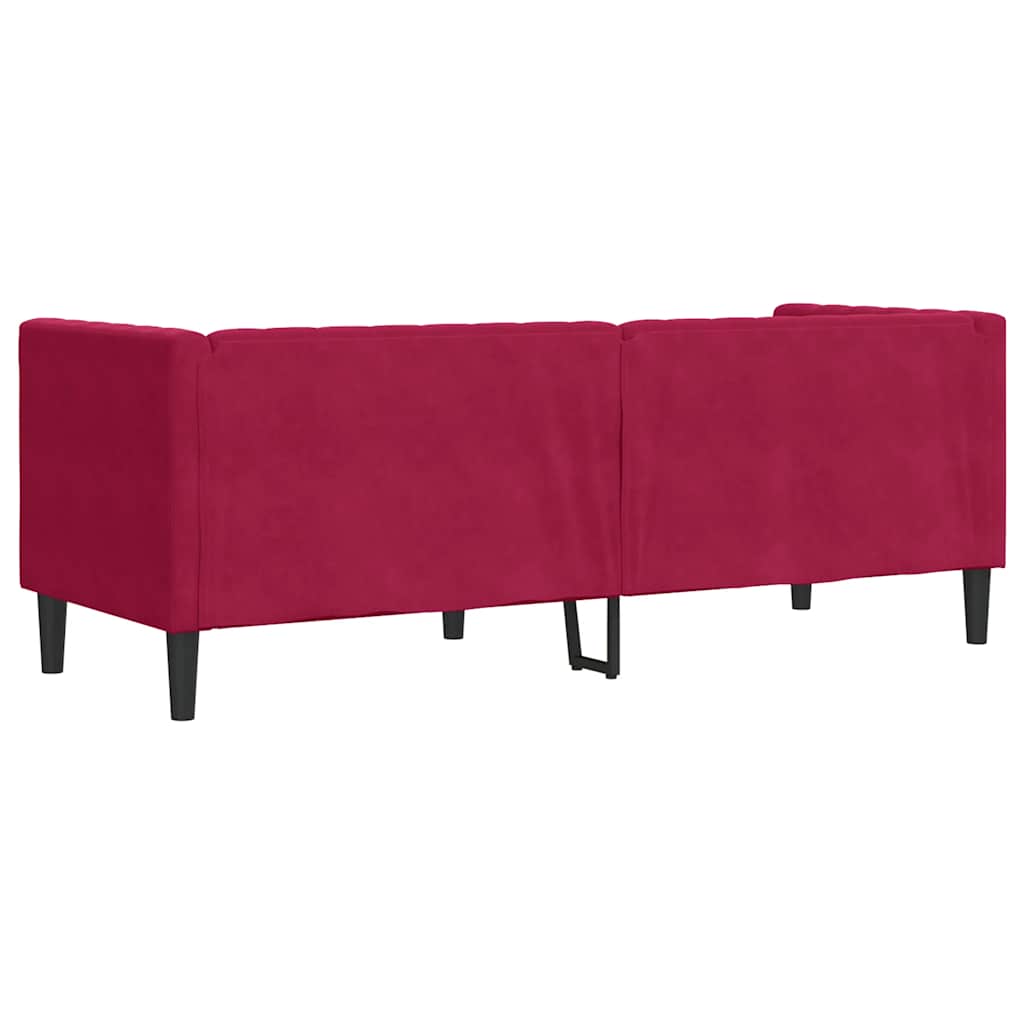 Divano Chesterfield con Rinforzi 3 Posti Rosso Vino in Velluto | homemem39