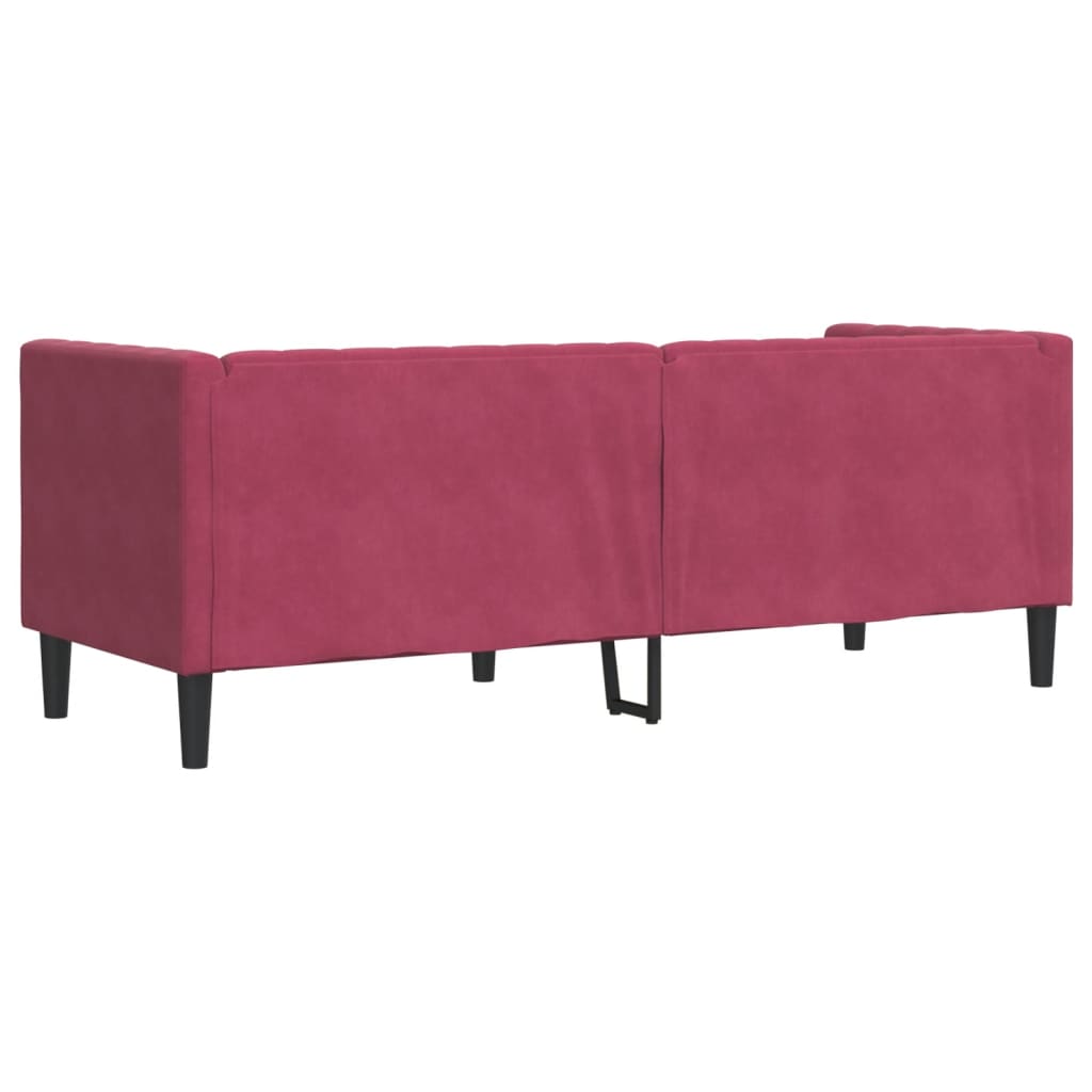 Divano Chesterfield con Rinforzi 3 Posti Rosso Vino in Velluto - homemem39