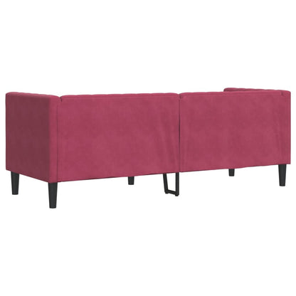 Divano Chesterfield con Rinforzi 3 Posti Rosso Vino in Velluto - homemem39