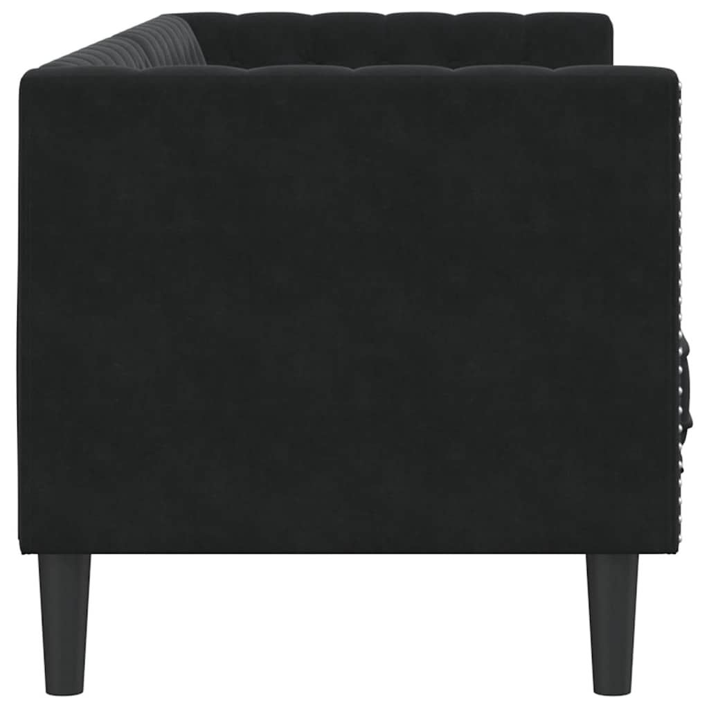 Divano Chesterfield con Rinforzi 3 Posti Nero in Velluto | homemem39