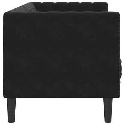 Divano Chesterfield con Rinforzi 3 Posti Nero in Velluto | homemem39