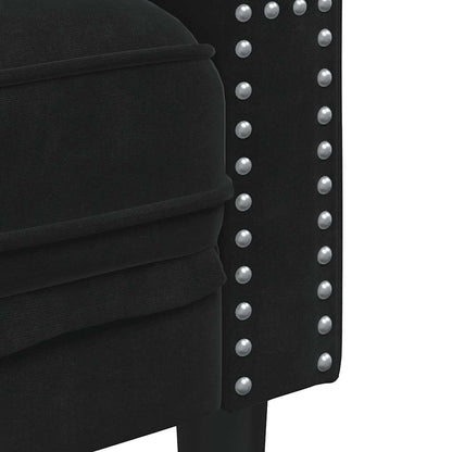 Divano Chesterfield con Rinforzi 3 Posti Nero in Velluto | homemem39