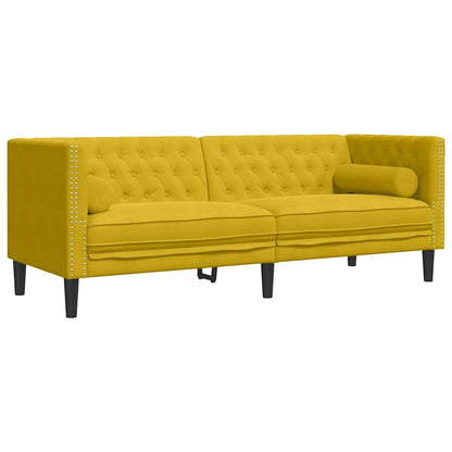 Divano Chesterfield con Rinforzi 3 Posti Giallo in Velluto | homemem39